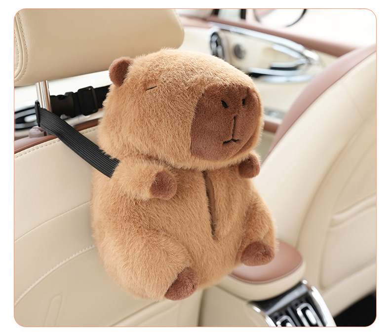 Plush carpibala doll car tissue box cute cartoon car tissue box multifunctional car tissue box