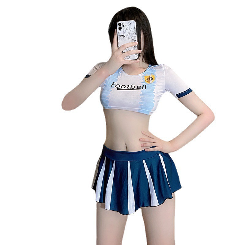Lencería sexy dinámico fútbol estudiante bebé puro deseo uniforme tentación traje dividido cos porristas uniforme