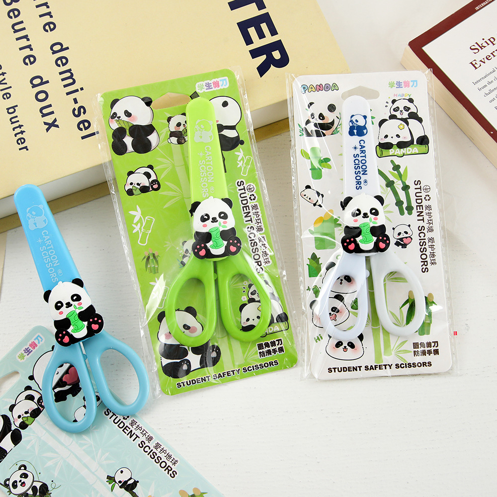 Tijeras panda de dibujos animados de alto valor facial tijeras de acero inoxidable tijeras de estudiantes herramientas de corte de papel DIY suministros creativos de estudiantes