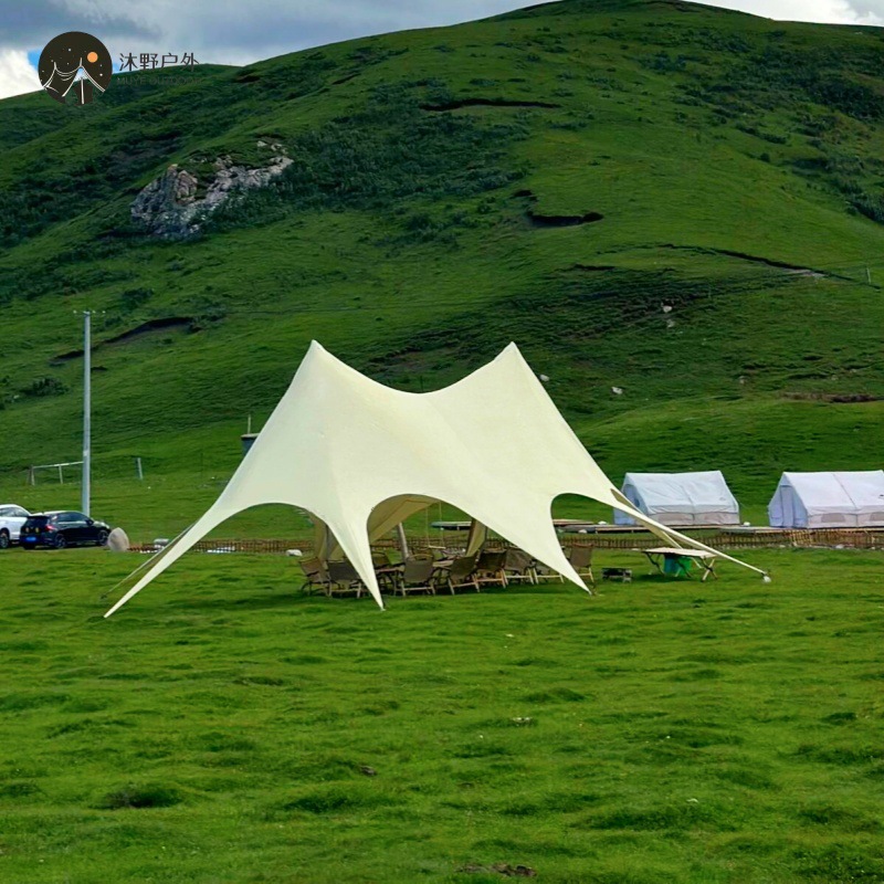Muye Shuangfeng cielo pantalla fábrica al aire libre camping gran pantalla hexagonal cielo Wanzhong montaña joroba Oxford tela fábrica cielo pantalla