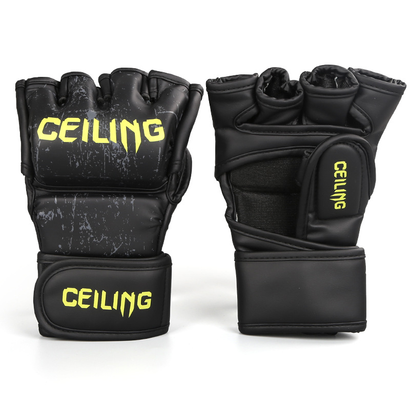 Ventas directas de fábrica de Ceiling Guantes de lucha Sanda Entrenamiento de UFC Guantes de boxeo de medio dedo profesionales especiales para sacos de arena