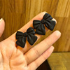 Silver needle, retro advanced black earrings with bow, silver 925 sample, high-quality style, wholesale