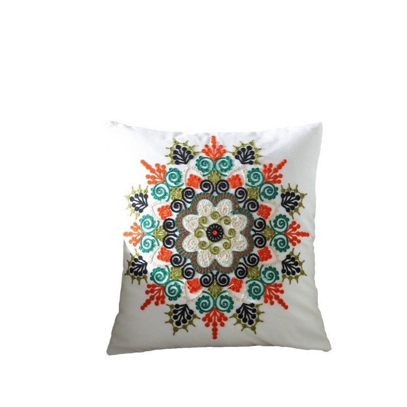 Pastoral flores bordado algodón cojín cabecero sofá silla cintura respaldo funda de almohada de coche pelo de una pieza