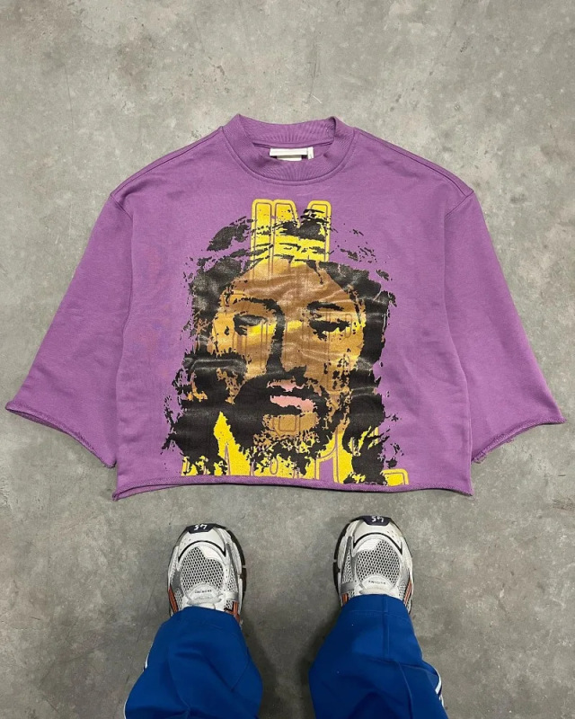 欧米の越境落書きプリントtシャツ五分袖ゆったりヒップホップ上着ファッションブランドシリーズ|undefined