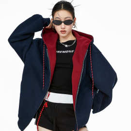 秋冬男女美式复古ICHMODE连帽外套时尚潮流宽松运动休闲抽绳外套