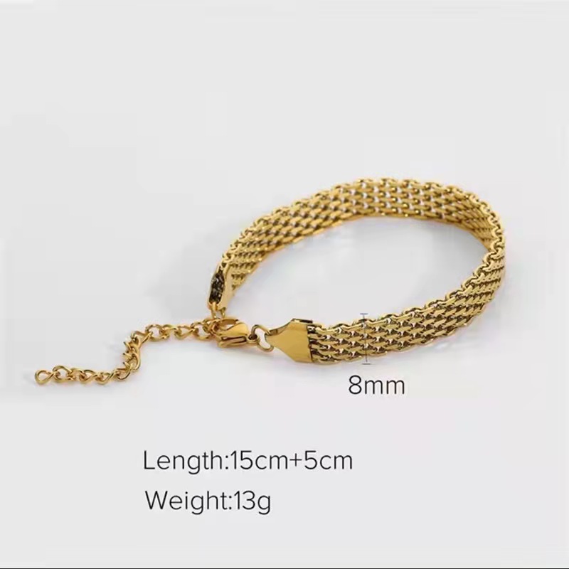 20g Weight 0.03µm-0.05µm Gold Plating Thickness PVD Coated Real Gold Plated Solid Color Titanium Steel Fashion Waterproof Non Tarnish Bracelets Necklace