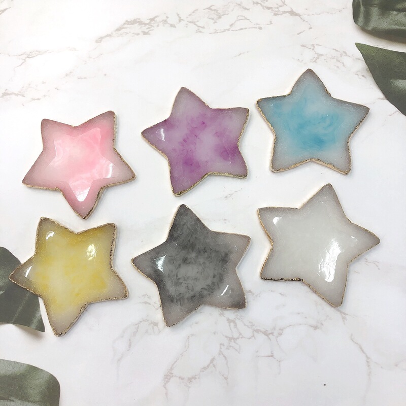 Five-Pointed Star Agate Pieces Decorative Crafts Ornaments Can Be Used for Nail Art Palette Jewelry Display Stand Handmade DIY