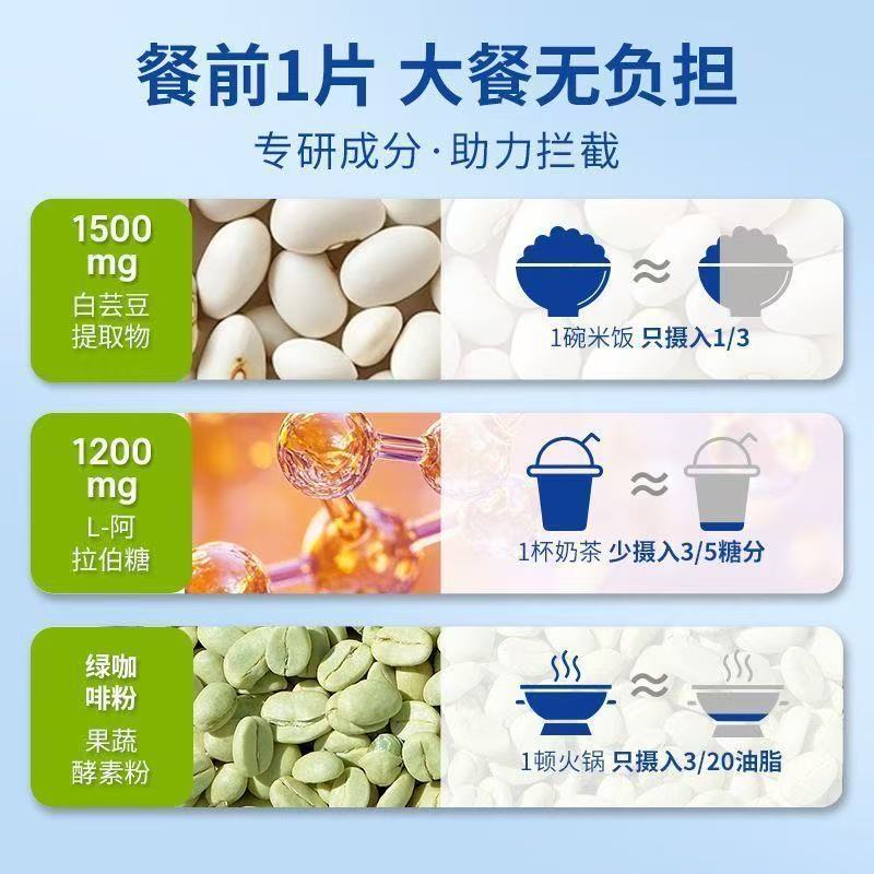 White Kidney Bean Fruit Vegetable Pre-Meal Tablets 32g Box Sugar-Free Compressed Candy details