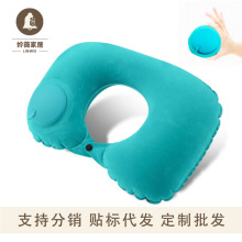 脖子u型枕充气u型枕女护颈椎枕旅行便携式手动按压充气枕飞机枕头