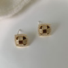 Square advanced earrings, silver needle, zirconium, high-quality style, silver 925 sample, bright catchy style