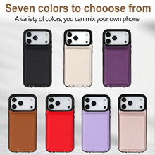 适用苹果iPhone17斜挎手机皮套插卡三星S25FE翻盖卡包手机壳挂绳