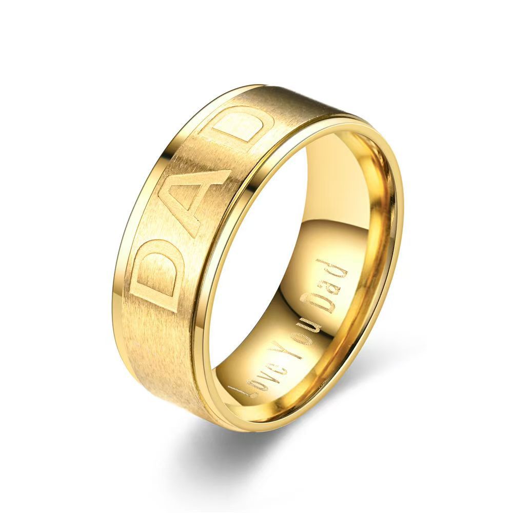 Trendy titanium steel non-fading jewelry niche design letters DAD high-end fashion luxury stainless steel ring