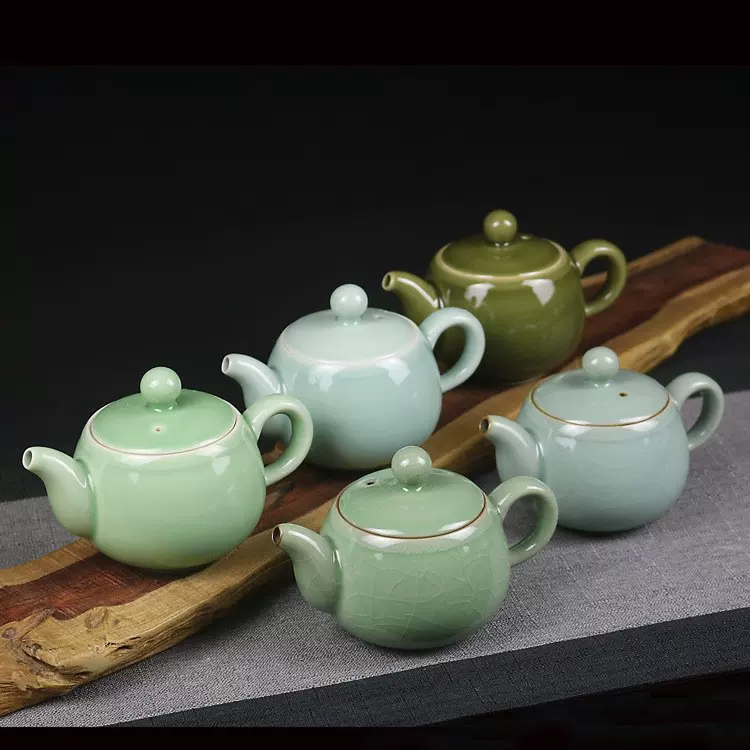 龙泉青瓷茶具茶壶单壶哥窑冰裂泡茶壶球孔过滤陶瓷围炉煮茶