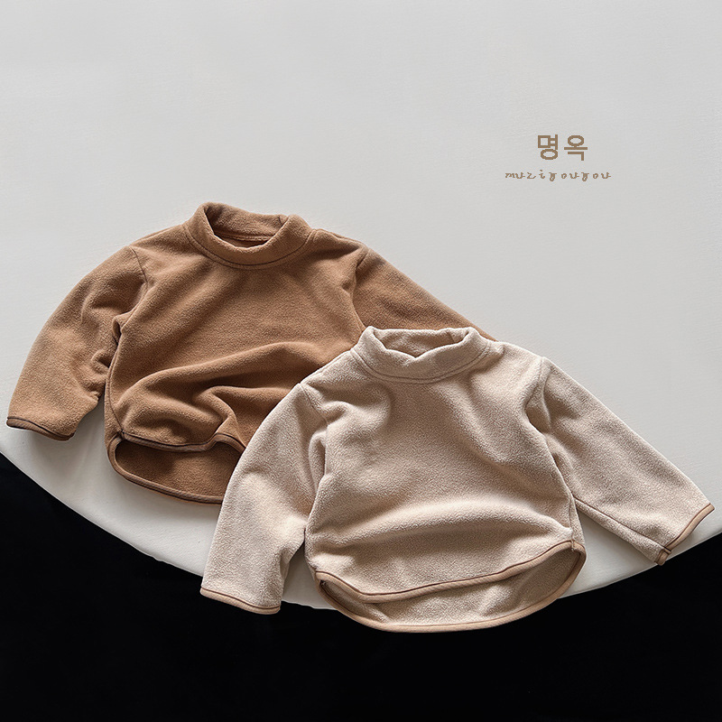 Niños y Niñas ligero caliente que basa la camisa para niños nuevo suéter de invierno estilo coreano Mori retro bebé moda