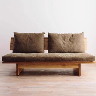 Solid Wood Sofa Cafe B&B Original Wabi-Sabi Style Simple Reception Leisure Sofa Living Room Modern Small Apartment