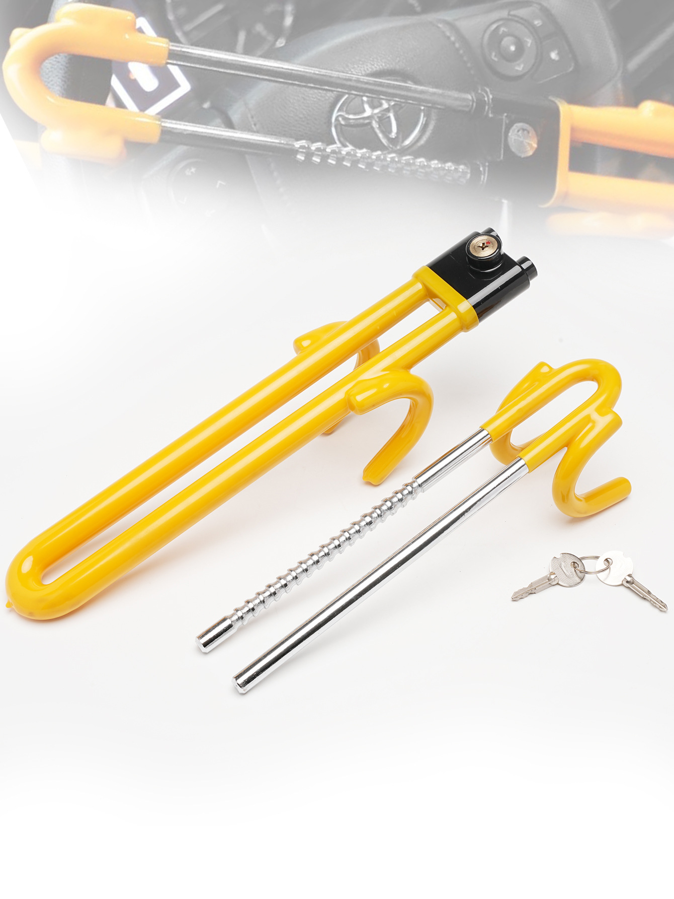 Car Steering Wheel Anti-Theft Lock, Self-Defense 96 Lock, Multi-Functional Anti-Theft Lock, Adjustable Telescopic Car Safety Anti-Theft Lock