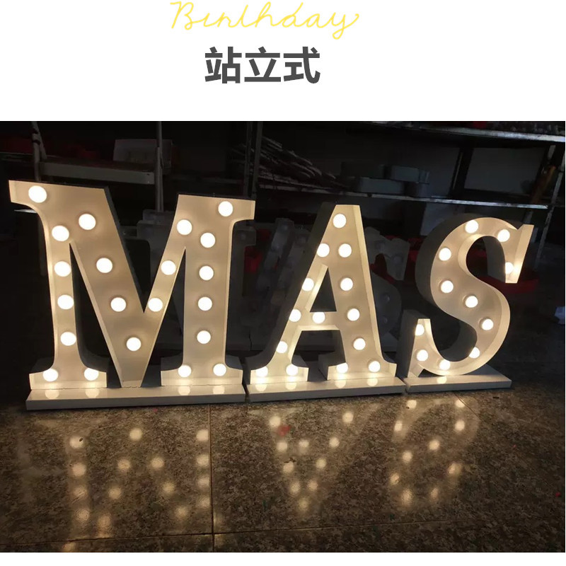 Large bulb letter light LED illuminated letters, retro and rusted, personalized bar standing shape, custom-made KTV mini numbers, 1 meter high, custom-made large detail image 11