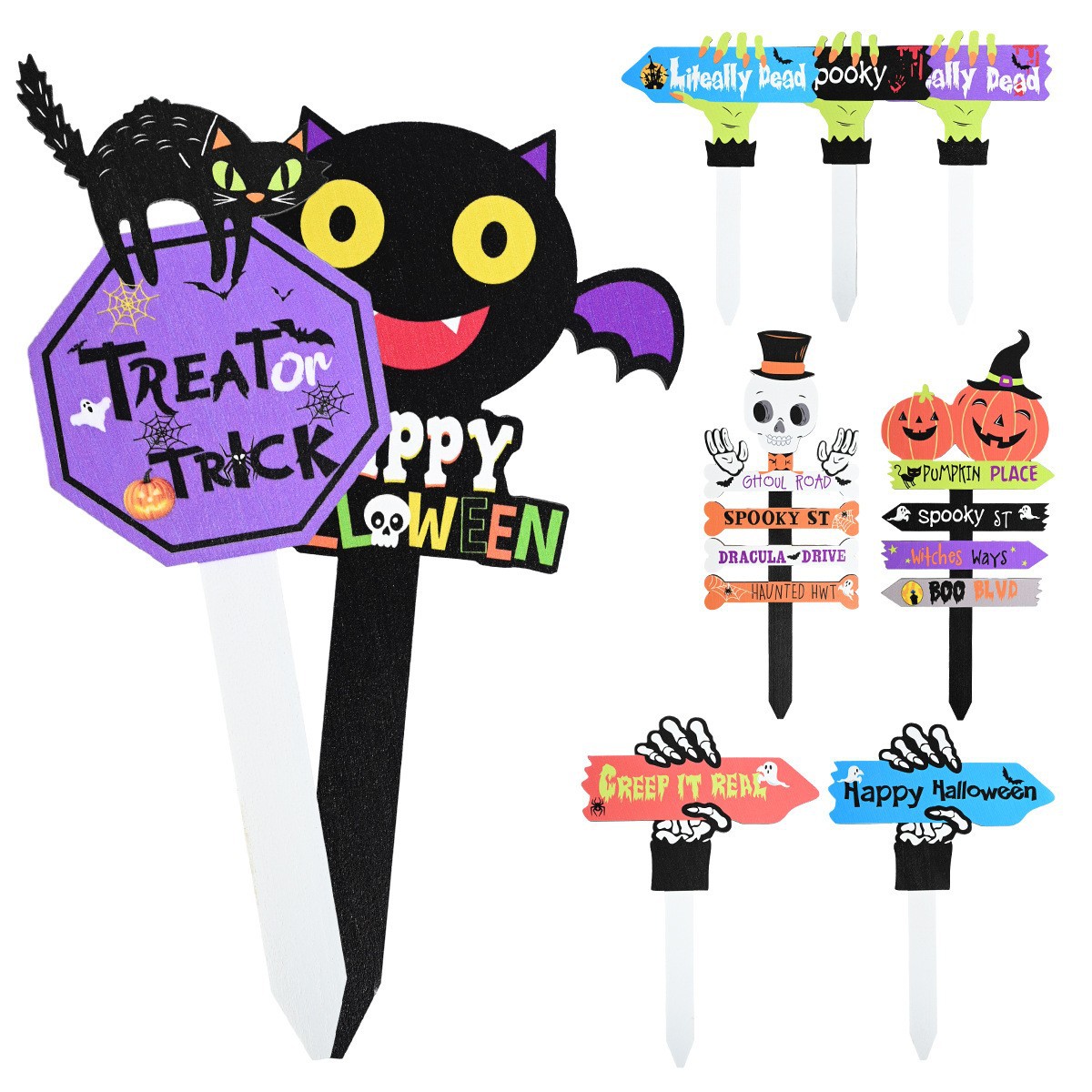 Decoraciones de Halloween artesanías de madera transfronterizas fantasmas fiesta puerta adornos colgantes de madera Halloween tarjetas de cartelera