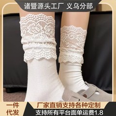 夏季袜子女堆堆袜日系纯欲少女感~仙里仙气的蕾丝中筒袜也太美了~