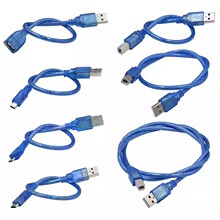 透明蓝type-c数据线 透明充电线usb转type-c数据线30cm手机连接线
