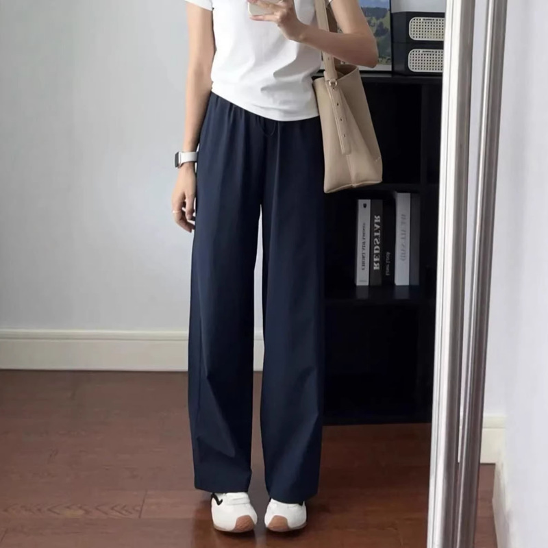 2026 Summer Anti-Wrinkle Narrow Straight Wide-Leg Pants for Women, Loose and Slimming Outdoor Casual Workwear Long Pants