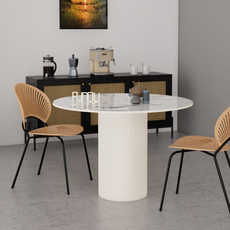 Light Luxury Slate Dining Table, Cream-Style High-End Dining Table for Hotel and Home Use, Leisure Reception and Negotiation Table and Chairs, Round Table