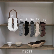 KS033秋季新款儿童打底裤宝宝纯色细条多蝴蝶结连裤袜公主风裤子