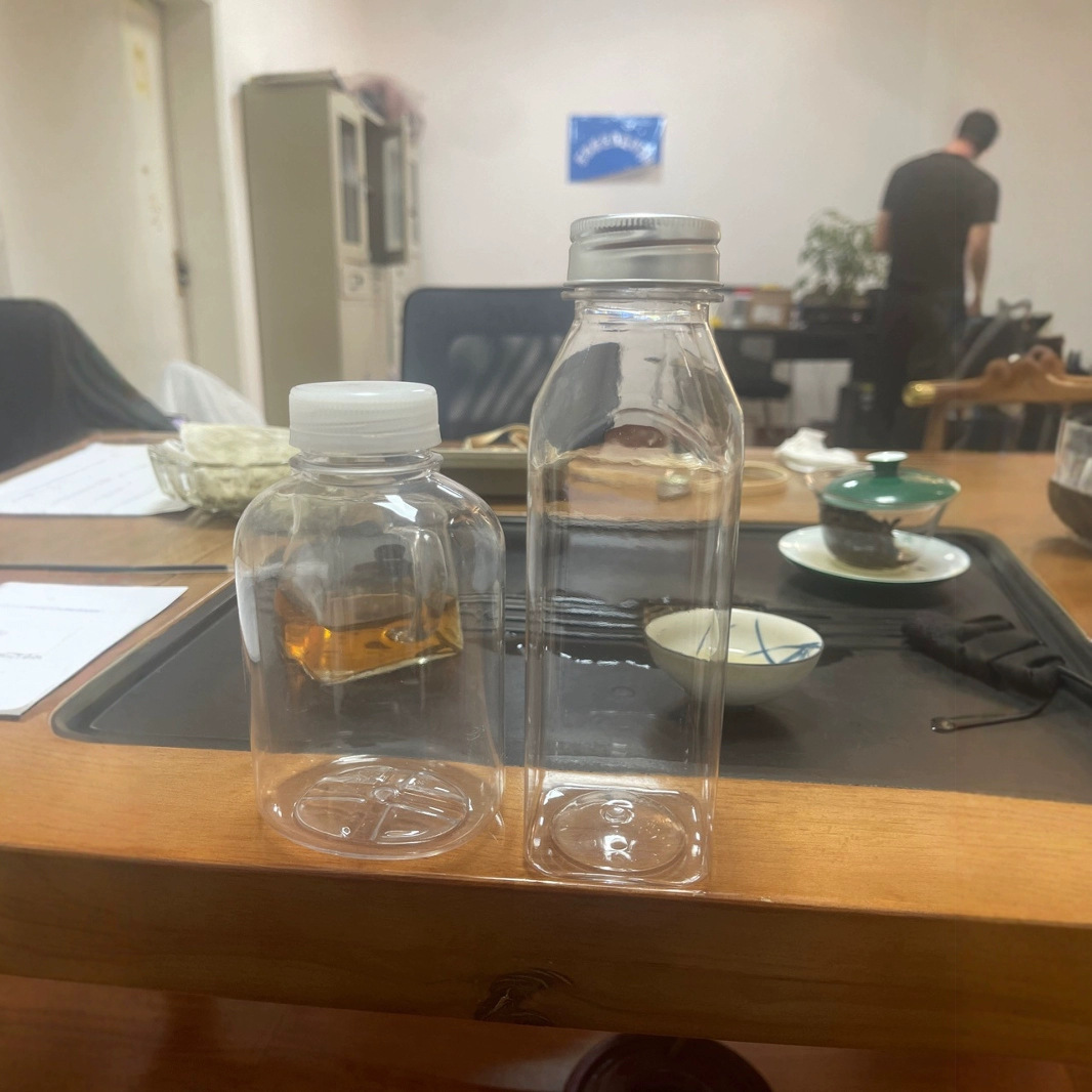 350ml轻断食果蔬汁瓶子鲜榨饮料瓶PET方瓶透明塑料空瓶商用包装瓶