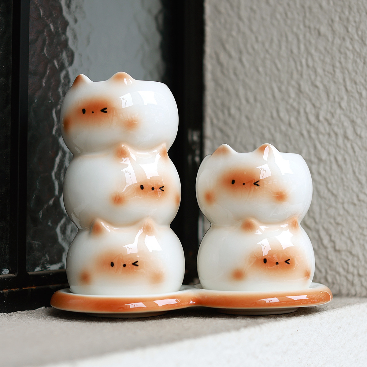 Lindo gato siamés tubo de palillos de cerámica tubo de almacenamiento de drenaje de encimera de cocina doméstica cubo de almacenamiento de cuchara de palillos de alto valor