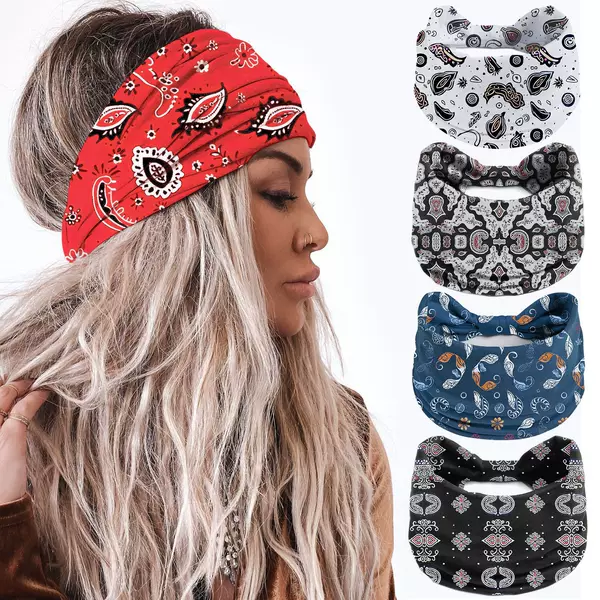Cross-border Bohemian Sports Hair Band Wide Edition Headband Hair Band Women's Yoga Hair Band Antisweat Sweat Absorbing Riding Hair Band
