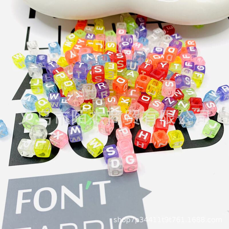 6mm acrylic letter beads transparent candy color English letter diy handmade accessories bracelet beads loose beads