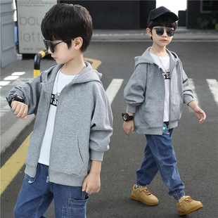 A Children's Sports Top Boys' Cardigan Hoodie Spring Style Large Children's Spring and Autumn Style Casual Boys' Jacket