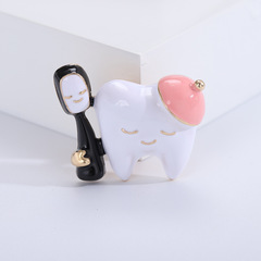 Korean Version Alloy Droplet Oil Teeth Brooch Popular Women's Fashion Cute Personality Teeth Pin Western Suit Accessories