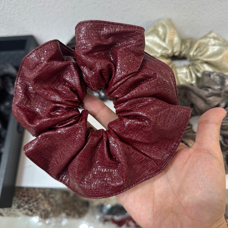 东大门秋冬复古轻盈皮质大肠发圈高级感韩系低马尾发绳丸子头皮筋|undefined