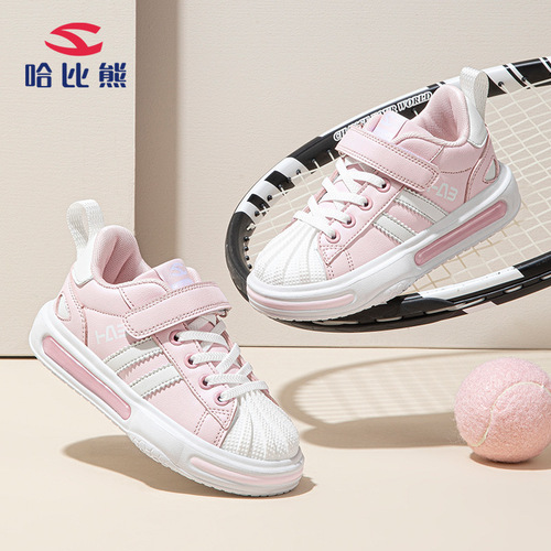 Baby Bear Autumn Leather Surface Boys' Leisure Shoes New Girls' Training Shoes Soft Sole Children's Board Shoes Direct Factory Sale