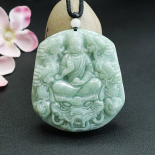 Juyu Natural A Jade Pendant Full Green Kowloon Guanyin Pendant Factory Live Supply FC2050306