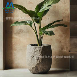 玻璃钢花盆仿石头花钵学校商场公园树盆商场美陈花器户外种植花坛