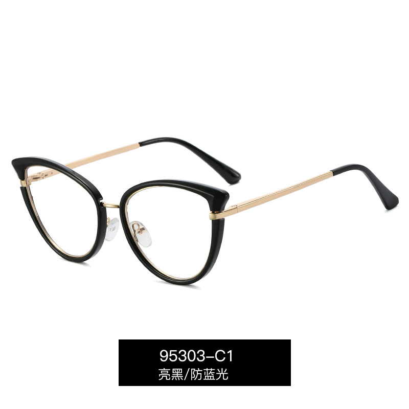 95303 nueva moda Comercio exterior TR gafas ópticas ojo de gato marco anti-azul gafas de luz hembra fábrica en stock venta al por mayor