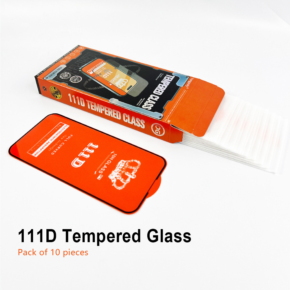 Fabricante en stock 111D pegamento completo vidrio templado película protectora fábrica al por mayor teléfono móvil templado película al por mayor fabricante de la fuente