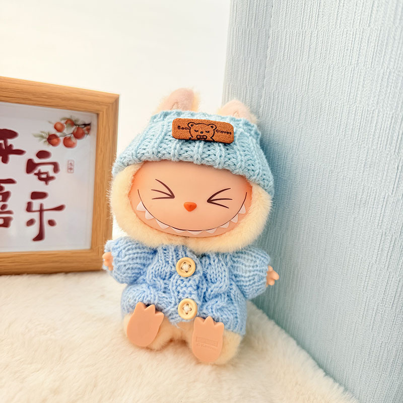 Solo ropa] Llavero de primera y segunda generación Labubu colgante de ropa Rabubu ropa de bebé suéter de punto traje de sombrero