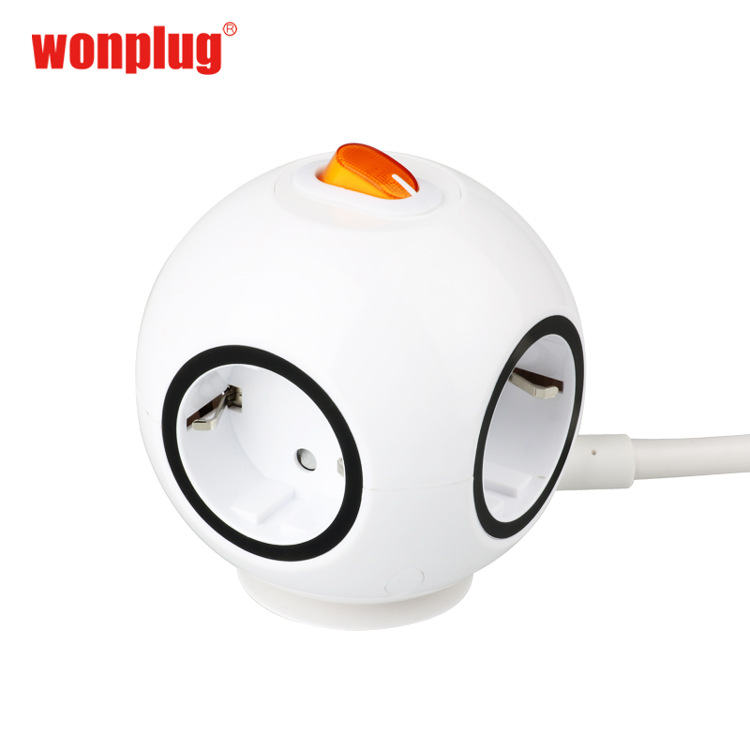 德国韩国球形插排延长线插座德标一转四插排欧规魔方无线插座插排