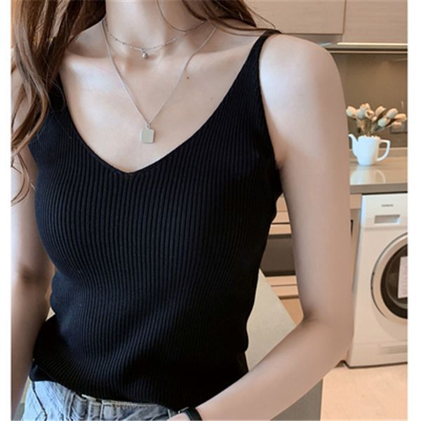 Women's knitted vest 2023 Spring/Summer New fashionable western style V-neck outer wear sleeveless camisole top undershirt
