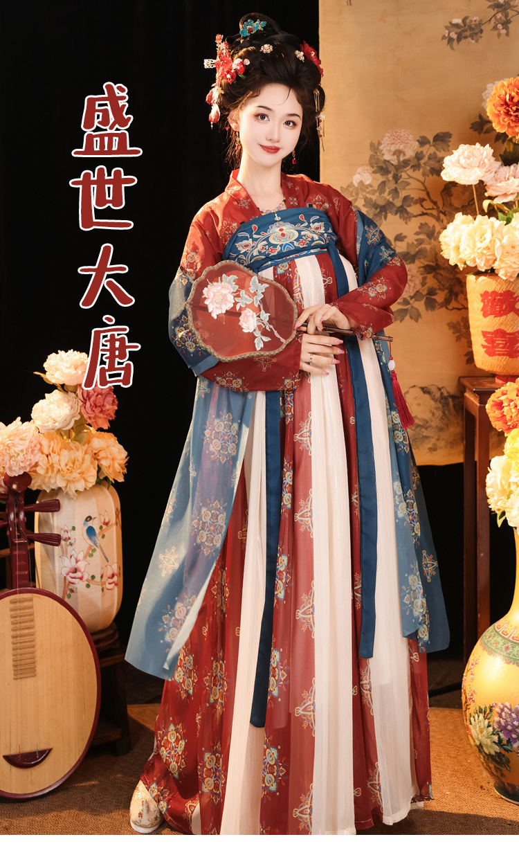 原创盛世大唐公主齐胸复原襦裙中国风一片式襦裙春夏秋仙气汉服女-阿里巴巴