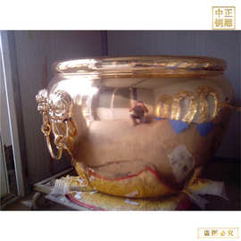 青铜大缸效果图片 庭院鎏金故宫铜缸 铜雕五牛图铜大缸工艺品