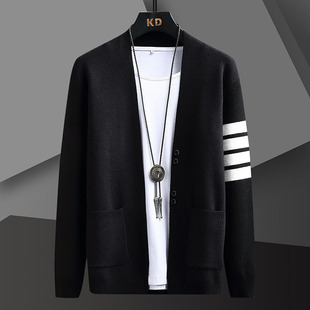 New Men's Spring and Autumn Thin Knitted Cardigan Men's Jacket Men's Fashion All-match Casual Sweater Jacket Men's Clothing
