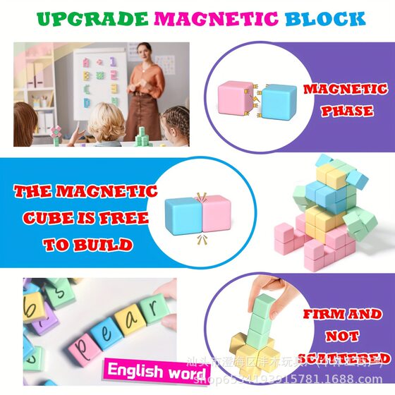 Cross-border Amazon Macaron Building Blocks suit Magnetic Square Children's Creative Matching Gifts for Boys and Girls