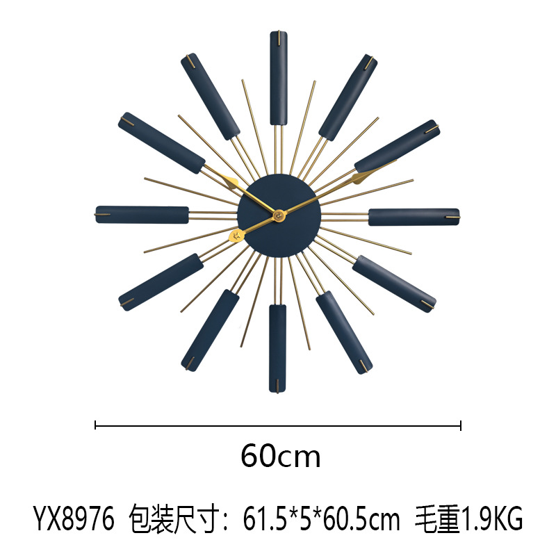 Estilo Europeo sala de estar entrada mudo Reloj de pared de hierro Luz de lujo decorativo Reloj de pared de la leche tienda de té Reloj de pared reloj de arte