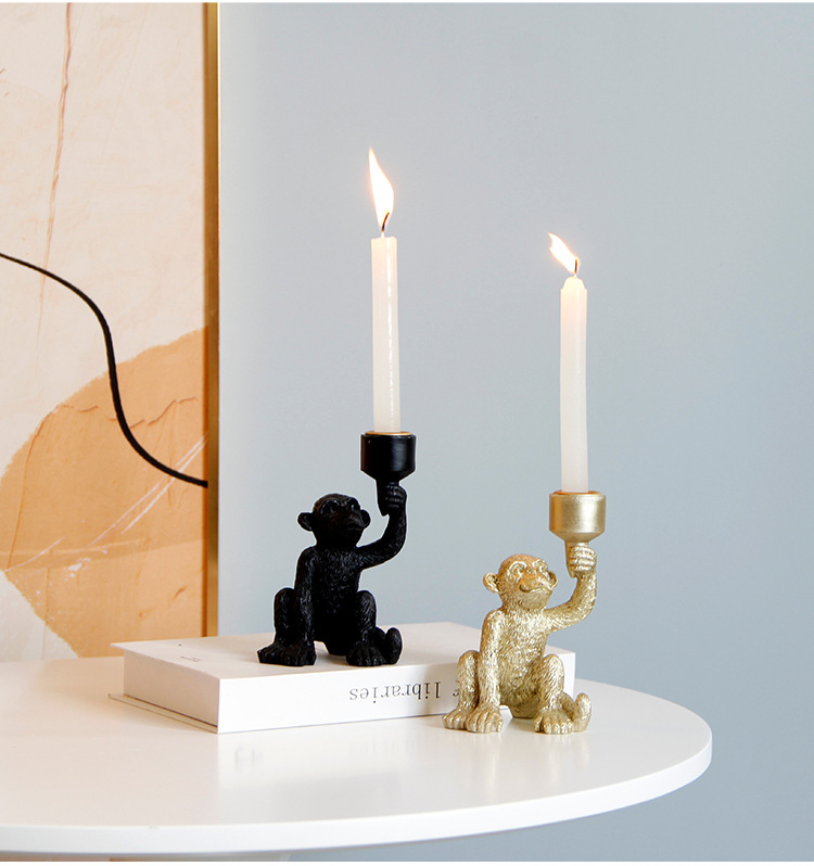 Vintage Style Monkey Resin Candlestick display picture 2