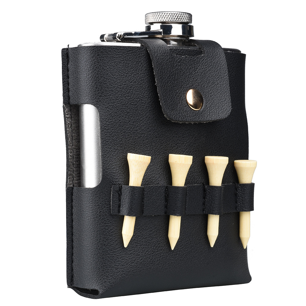 Erfuhu práctica herramienta 200ml olla de vino plana con bolsa de cintura con bola de uñas y fruta collar tenedor fácil de llevar