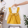 Summer cotton dress with sleeves, girl's skirt, Korean style, children's clothing
